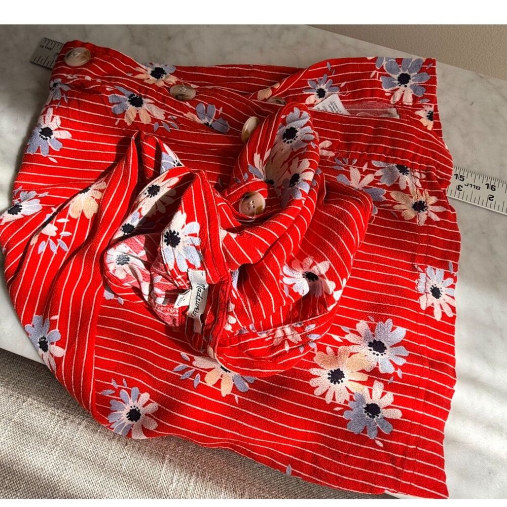 Madewell red floral midi skirt - 6 - Picture 3 of 5